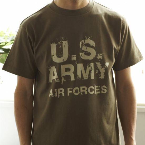 USミアーミー　アメリカ空軍　 陸軍航空軍　文字ロゴ　半袖Tシャツ半袖　Tシャツ　半袖　メンズ　オリ...