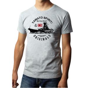 戦艦大和 旭日旗 大日本帝国海軍 フロントプリント Tシャツ 半袖 メンズ オリジナル 和柄 コットン 5.6オンス ミリタリー 海軍 4Lまで ビッグサイズあり｜y-selection