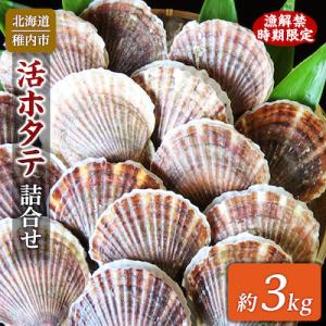 【2026年発送 先行受付】《冷蔵便でお届け》北海道宗谷産活ホタテ3kg前後 詰合せ 泳ぐ帆立参上!