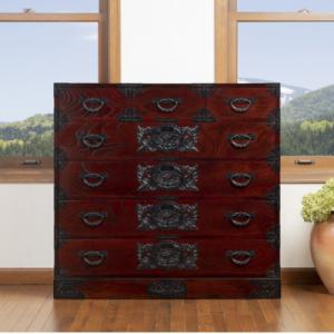 ふるさと納税 利府町 仙台箪笥　三・五尺七ツ抽箪笥 拭き漆塗り KC-20 (お申込書返送後1ヵ月〜4ヵ月程度でお届け)