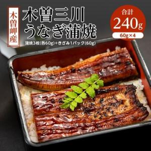 木曽岬産「木曽三川うなぎ」240g(蒲焼3枚(各60g)+きざみ1パック(60g))