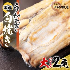 ふるさと納税 香取市 戸村川魚店の国産うなぎ 白焼き大サイズ 2尾 セット