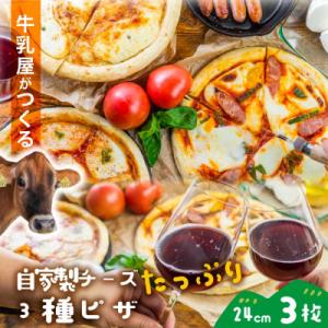 ふるさと納税 飛騨市 ＜明治30年創業の牛乳屋・牧成舎＞新鮮な生乳で作った、自家製チーズたっぷりピザ3枚セット