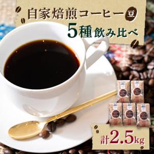 【自家焙煎珈琲豆】コーヒー豆5種類セット　500g×5袋　計2500g