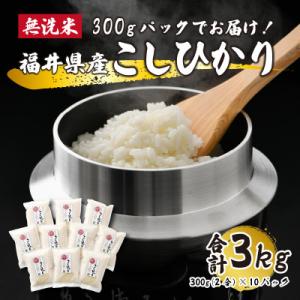 【福井県産】無洗米こしひかり2合(約300g)×10パック(精米)　計3kg