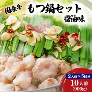 ふるさと納税 西原村 国産牛もつ鍋セット　醤油味　(2人前×5回分)