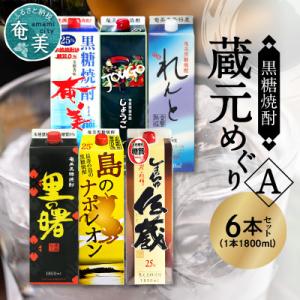 ふるさと納税 奄美市 奄美黒糖焼酎 蔵元めぐり(A) 25度 1800ml紙パック×6本セット