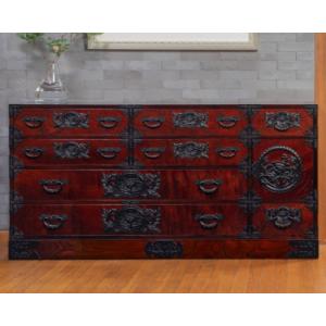 ふるさと納税 利府町 仙台箪笥　五尺横長箪笥75　拭き漆塗り　(お申込書返送後1ヵ月〜4ヵ月程度でお届け)