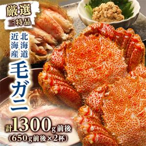 ふるさと納税 八雲町 特大三特毛ガニ　650g×2杯