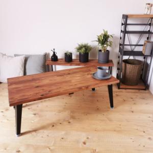 ふるさと納税 守口市 無垢材　折りたたみローテーブル(圧着タイプ)