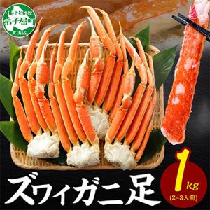 ズワイガニ足 約1kg 2-3人前 蟹ハサミ・ガイド付 ボイル済み 北海道 弟子屈町 3696