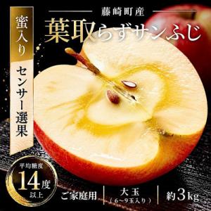 葉とらずサンふじ 大玉 約3kg(6～8玉) ご家庭用りんご(訳あり) 青森県産リンゴ 青森林檎