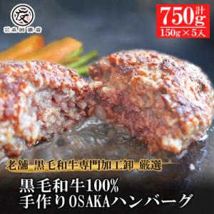 ふるさと納税 松原市 【創業100年老舗食肉加工卸厳選】黒毛和牛100%手作りOSAKAハンバーグ1...