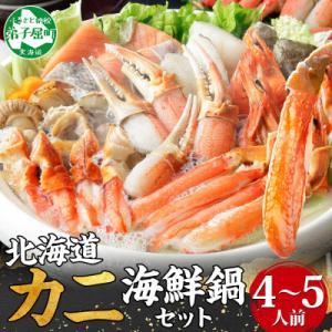 海鮮カニ鍋セット 鮭 鱈 ホタテ 蟹 エビ約4-5人前 北海道 弟子屈町 2921