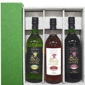ふるさと納税 長野県 無添加奏音ワイン3本セット 赤・白・ロゼ 各720ml×1本