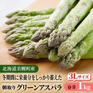 [先行受付]2026年産 柔らかくてみずみずしい朝取りグリーンアスパラ(春芽)3L 1kg