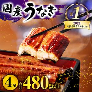 ふるさと納税 宮崎市 九州産　うなぎ蒲焼4尾(計480g)