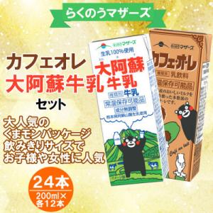 ふるさと納税 益城町 大阿蘇牛乳とカフェオレセット 合計24本 200ml×各12本