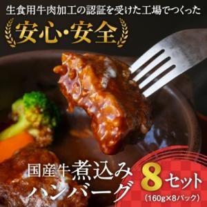 湯煎するだけ! 国産牛 煮込みハンバーグ(160g×8個)011-D13