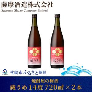 ふるさと納税 枕崎市 【焼酎屋の梅酒】「蔵うめ」14度 720ml 2本【黒糖仕込み】 A3-168...