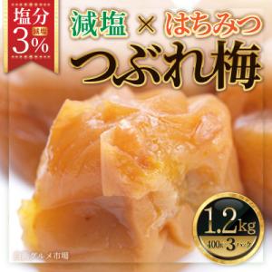 ふるさと納税 白浜町 紀州南高梅　《つぶれ梅セット》　はちみつ梅　塩分3%(1.2kg)