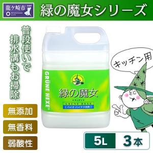 ふるさと納税 龍ケ崎市 洗剤+パイプクリーナーの機能がある環境配慮型洗剤 緑の魔女キッチン5L×3セ...