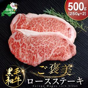A4～A5相当 黒毛和牛 ロースステーキ 500g 北海道産 牛肉 2枚 冷凍 別海町ふるさと納税