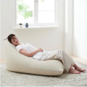 【ハナロロ】 ビーズクッション メガポトラ240リットル ニットカバー付(ベージュ)