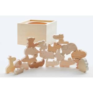 ふるさと納税 三豊市 木のおもちゃ　動物積み木