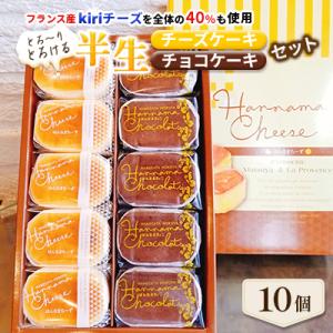 とろ～りとろける半生チーズケーキと半生チョコケーキのセット　10個