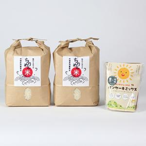 ふるさと納税 杵築市 新庄産　ちりめん米　ひのひかり　精米2kg×2袋&amp;カンカンしいたけパンケーキミ...