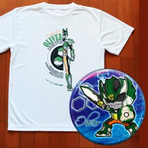 ふるさと納税 瀬戸市 陶神オリバーTシャツ(Lサイズ)+缶バッジセット