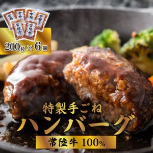 【常陸牛100%】特製手ごね煮込みハンバーグ1.2kg(200g×6袋)