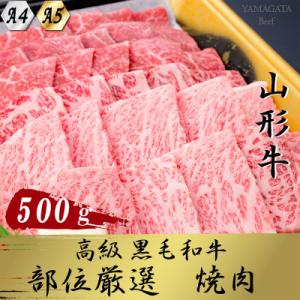【山形牛】黒毛和牛 A4・A5ランク 　厳選部位　焼き肉用(ロース・モモ・バラ肉など) 500g