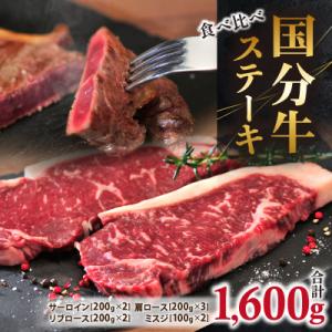 ふるさと納税 東松山市 国分牧場の国分牛ステーキ食べ比べ　合計1,600g