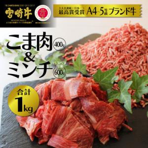 ふるさと納税 日南市 宮崎牛こま&amp;ミンチセット1kg(日南市)