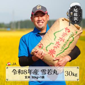 【先行受付】令和8年産 新米 玄米 雪若丸 30kg 山形県尾花沢市産 ja-ywgxb30