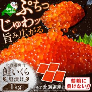 北海道産 鮭 いくら塩漬け 1kg  小分け(250g×4)贅沢 塩いくら丼 3杯分 海鮮丼に合う