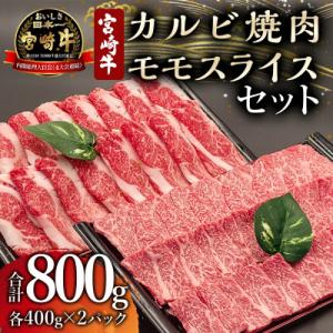 宮崎牛 贅沢2種セット 合計800g カルビ 焼肉 牛肉 400g モモスライス 400g