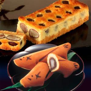 【銘菓撰B】こだわりの素材で作り上げる登録商標「鮎のささやき」と極上栗ケーキ「栗宝寿」の詰合せ