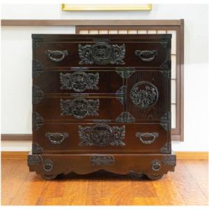 ふるさと納税 利府町 仙台箪笥 三尺車箪笥 KC-408 拭き漆塗り　(お申込書返送後1ヵ月〜5ヵ月程度でお届け)