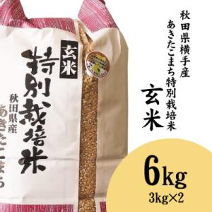 米どころ秋田県横手産のあきたこまち 特別栽培米 玄米 6kg (3kg×2袋)