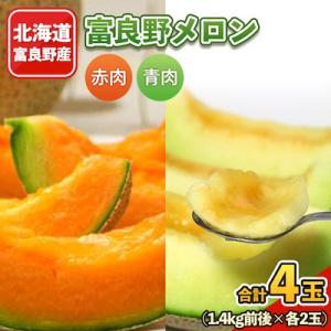 2026年先行予約　富良野メロン　赤肉・青肉 2色セット 合計4玉入り