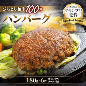【ジャパン・フード・セレクショングランプリ受賞】びらとり和牛ハンバーグ180×6枚オリジナルソース付