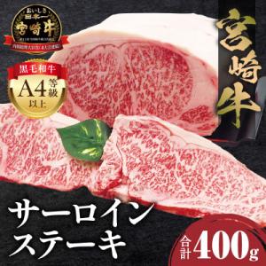 内閣総理大臣賞4連覇 宮崎牛 牛肉 A4～A5 黒毛和牛 サーロインステーキ用 400g(2枚入り)