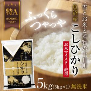 無洗米 魚沼産 コシヒカリ 5kg (お米の美味しい炊き方ガイド付き)