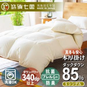 ふるさと納税 筑後市 抗菌ダウン率85%1.0kg本厚掛け羽毛布団シングル(無地アイボリー)【筑後七...