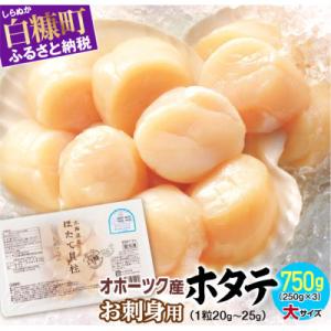 ふるさと納税 ホタテ 白糠町 オホーツク産 刺身用ホタテ玉冷大 【3S】 750g(250g×3) 大サイズ