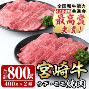 ふるさと納税 門川町 宮崎牛焼肉セット(合計800g)ウデ(400g)モモ(400g)(門川町)