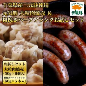 ふるさと納税 多古町 元気豚 大粒肉焼売&フランクフルトお試しセット　600g(50g×6個入り、60g×5本入り)